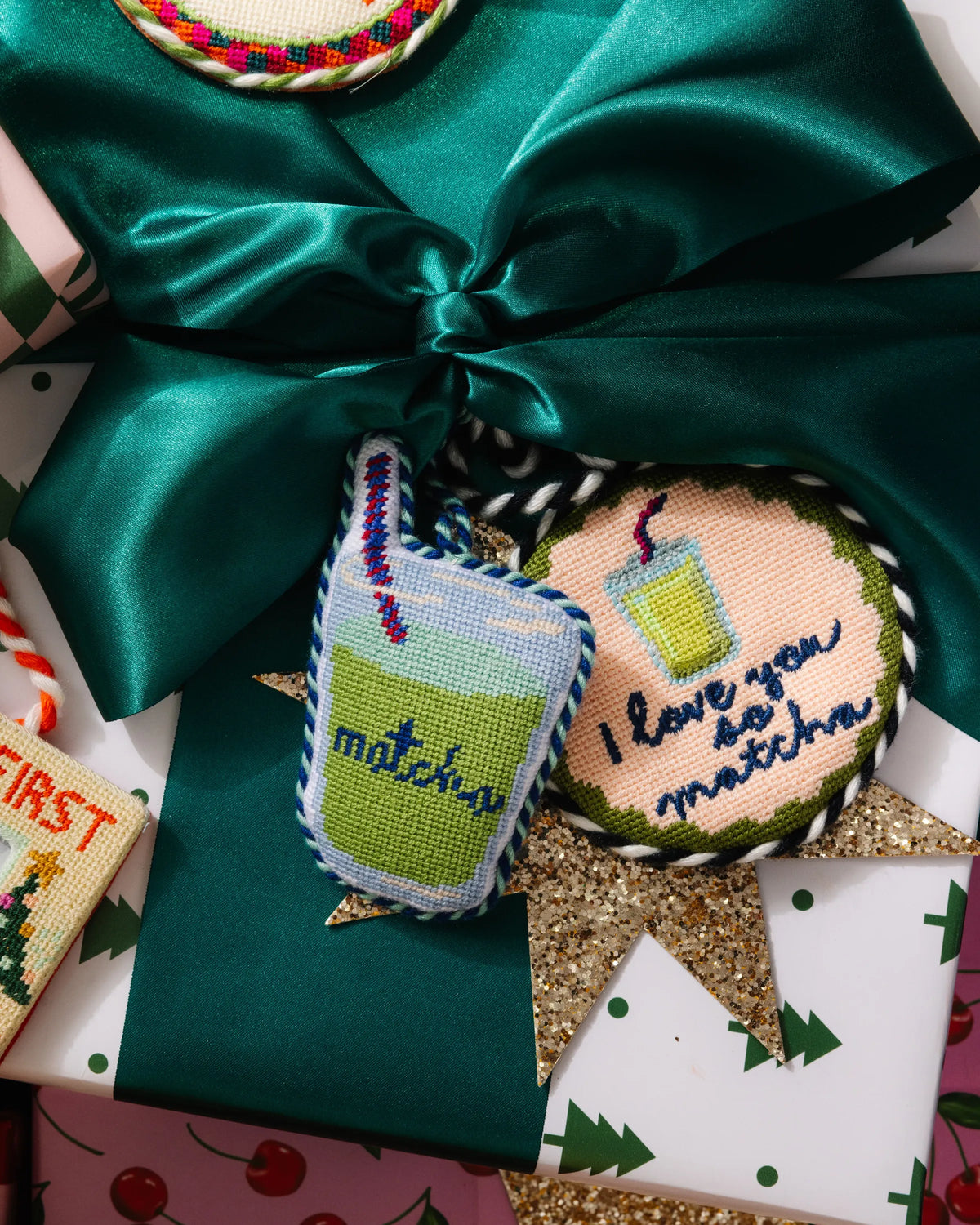 Needlepoint Ornament - Love You So Matcha - Furbish Studio