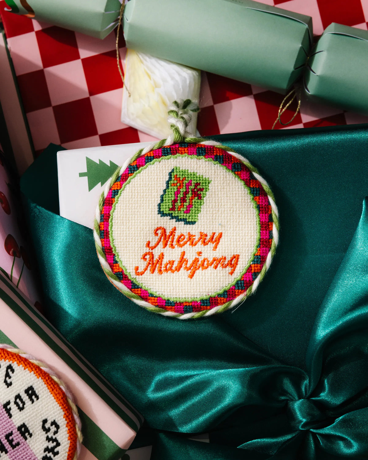 Needlepoint Ornament - Merry Mahjong - Furbish Studio