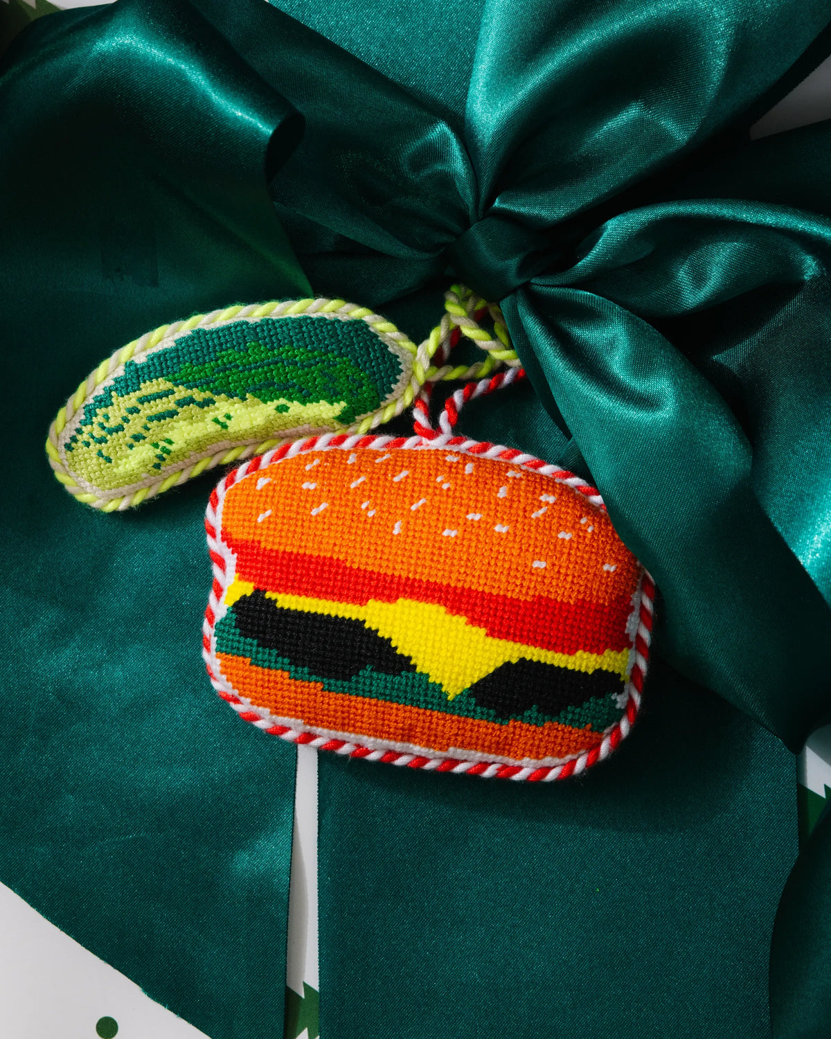 Needlepoint Icon Ornament - Burger - Furbish Studio