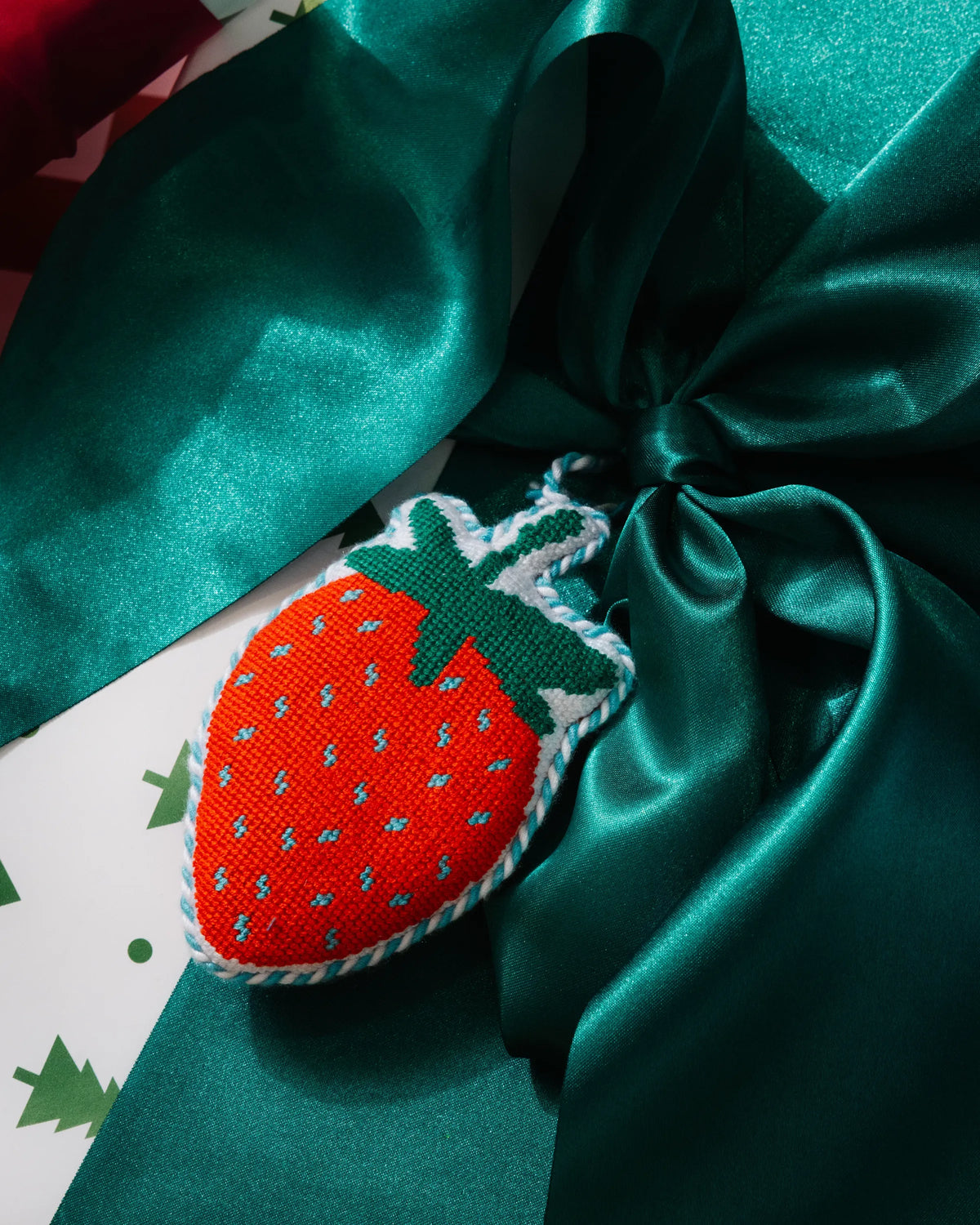 Needlepoint Icon Ornament - Strawberry - Furbish Studio