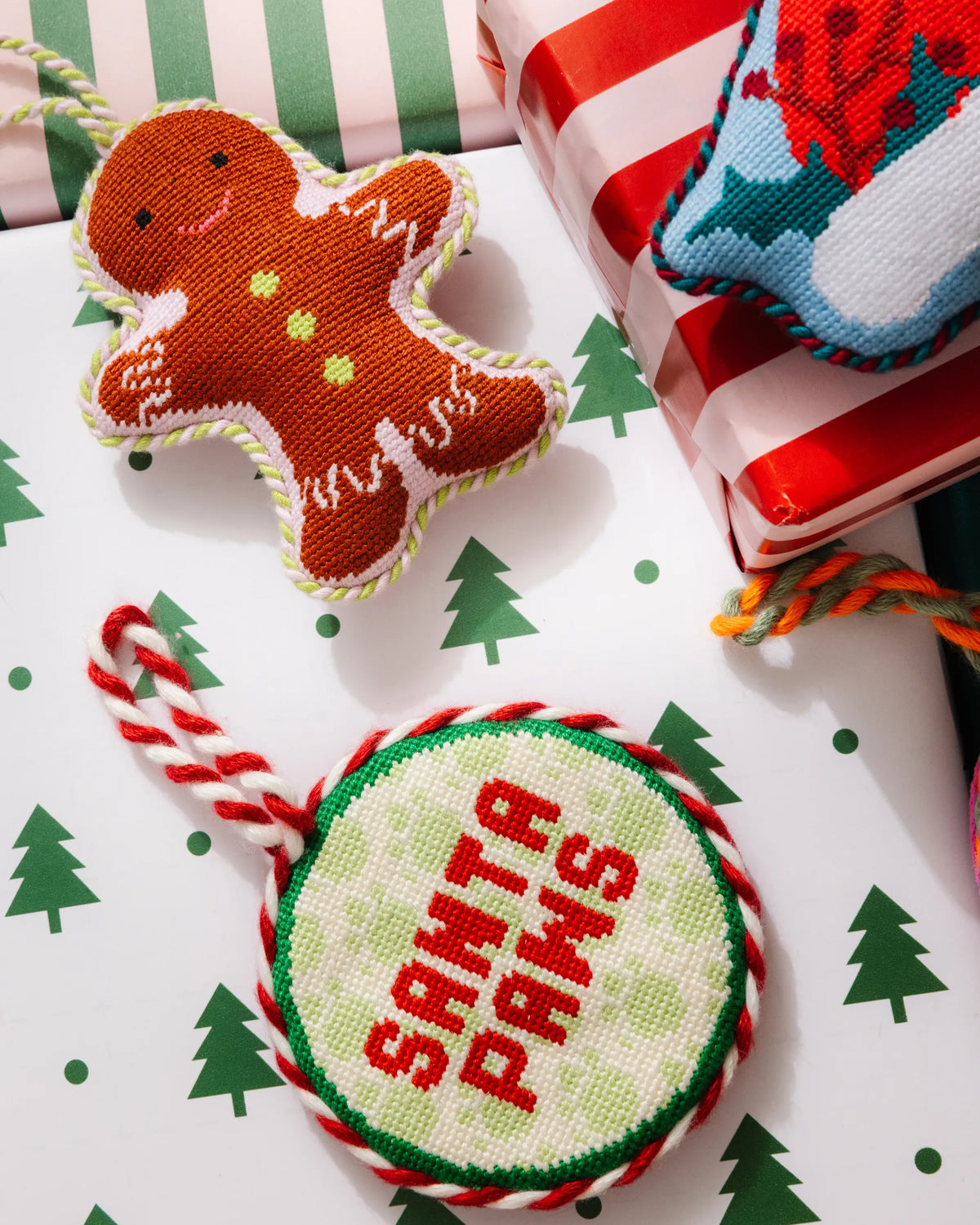 Needlepoint Ornament - Merry Pets - Furbish Studio
