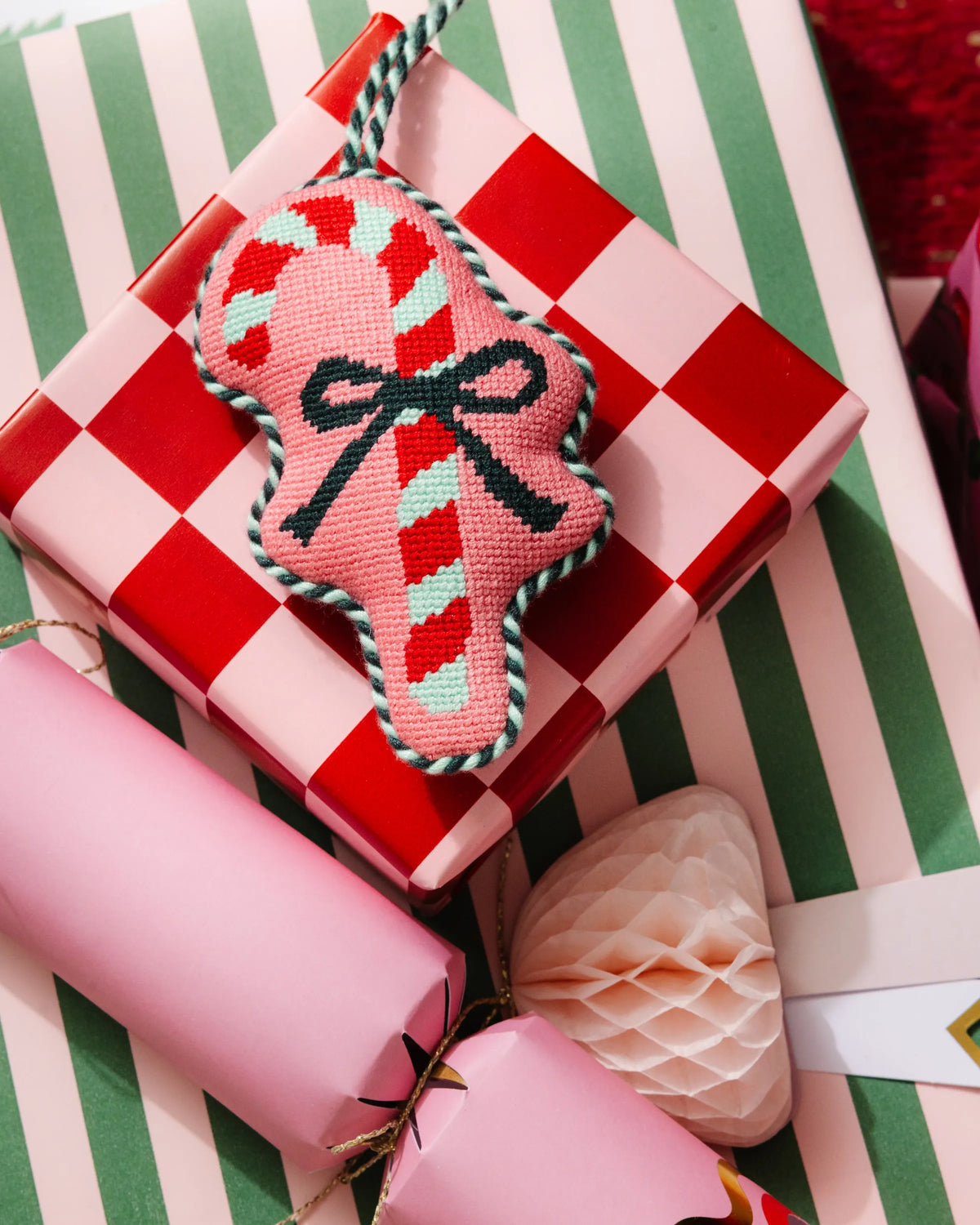 Needlepoint Icon Ornament - Candy Cane - Furbish Studio