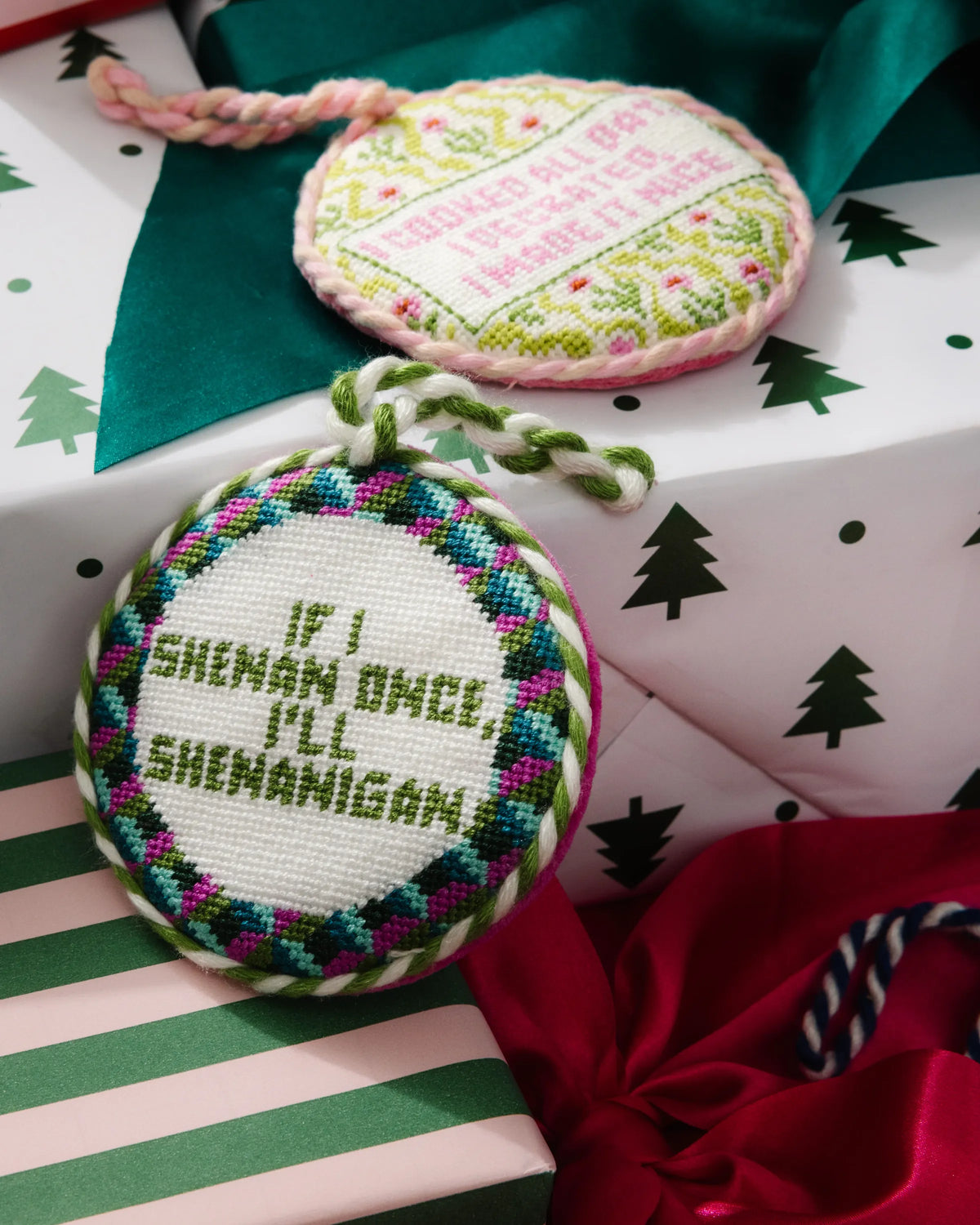 Needlepoint Ornament - Shenanigans - Furbish Studio