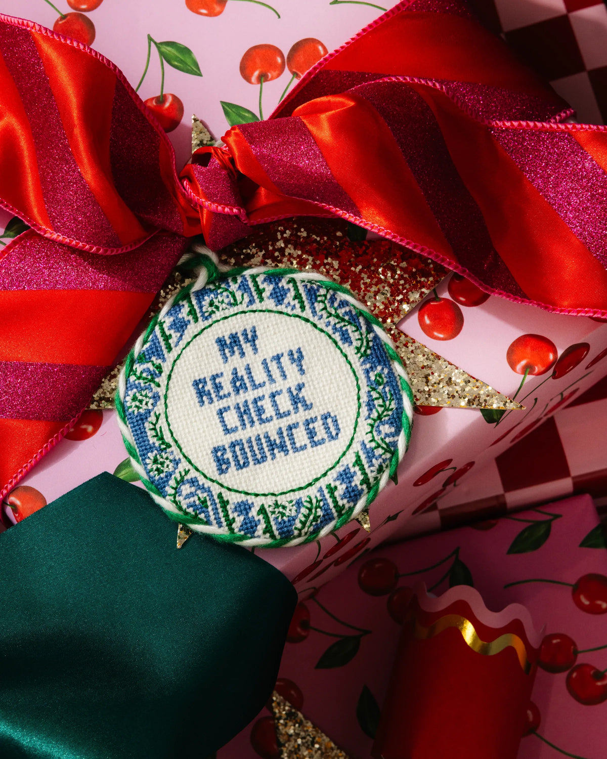 Needlepoint Ornament - Reality Check Bounced - Furbish Studio