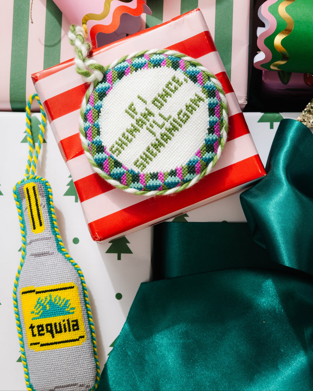 Needlepoint Icon Ornament - Tequila Bottle - Furbish Studio