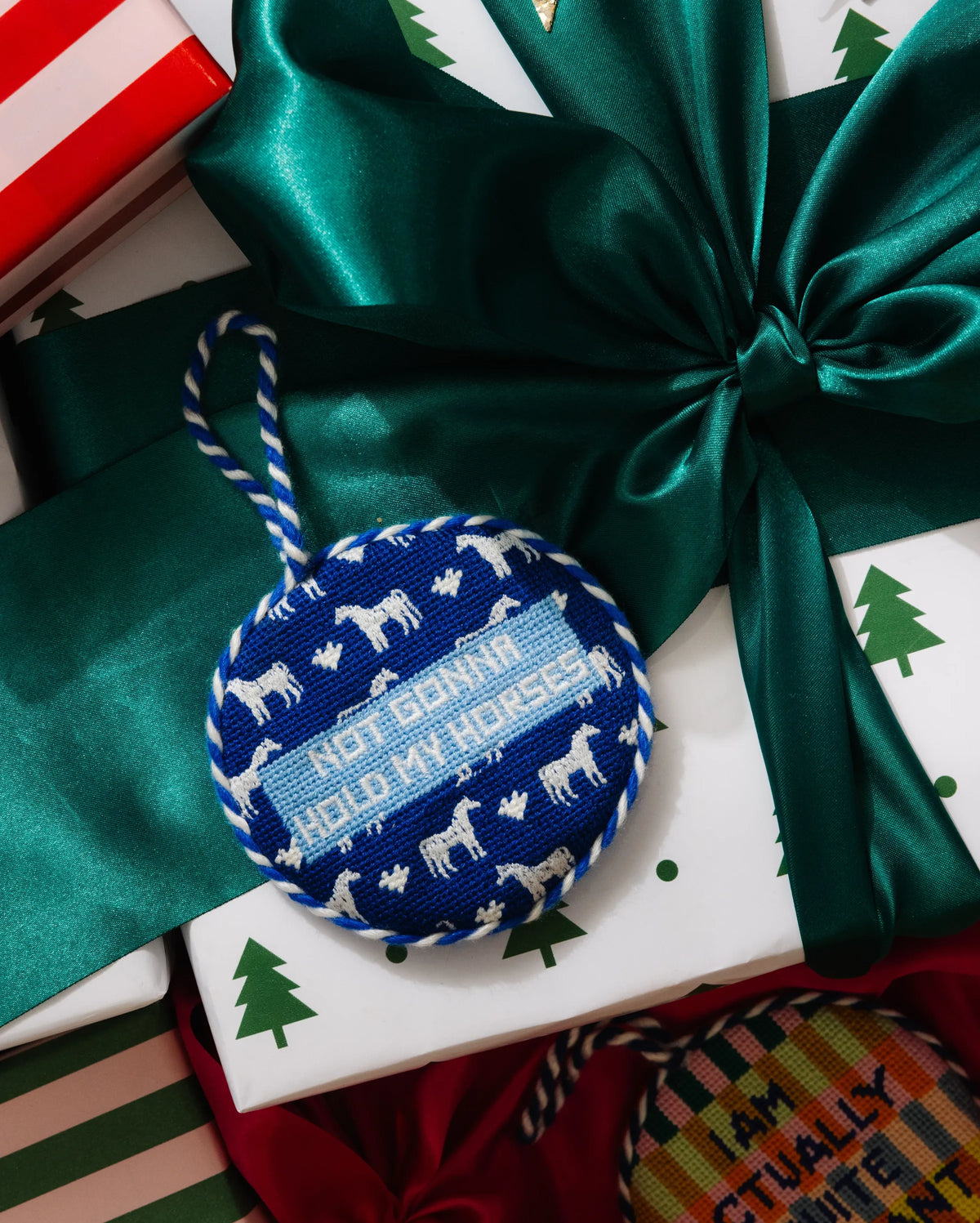 Needlepoint Ornament - Hold My Horses - Furbish Studio