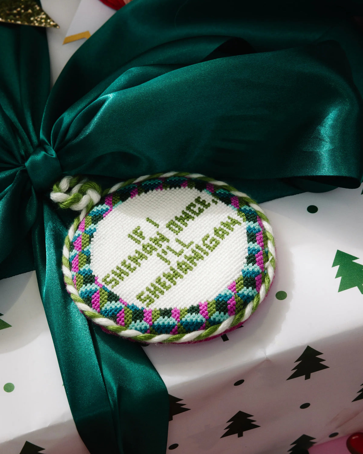 Needlepoint Ornament - Shenanigans - Furbish Studio