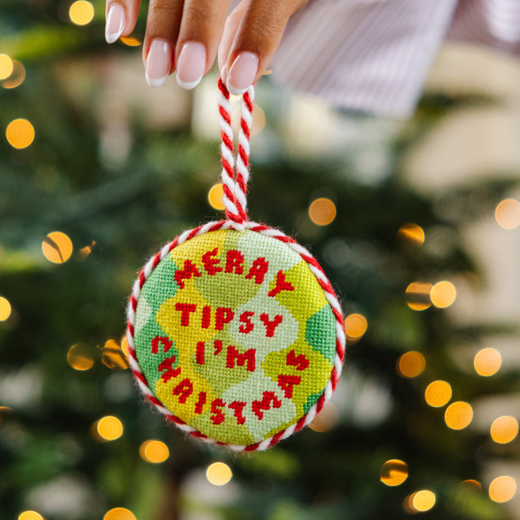 Needlepoint Ornament - Merry Tipsy - Furbish Studio