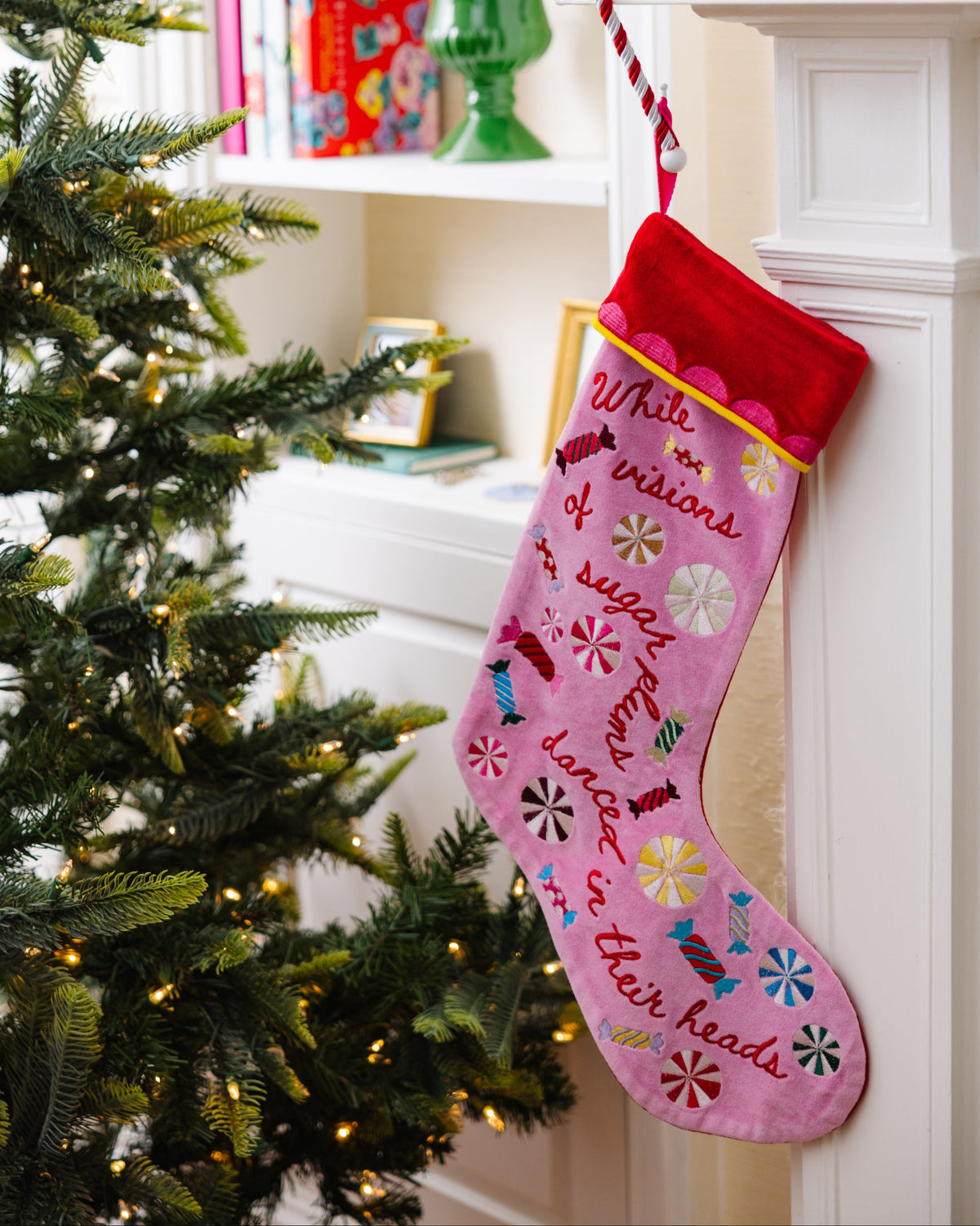 Sugar Plums Embroidered Stocking - Furbish Studio