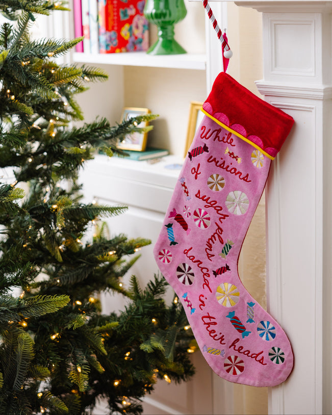 Sugar Plums Embroidered Stocking - Furbish Studio