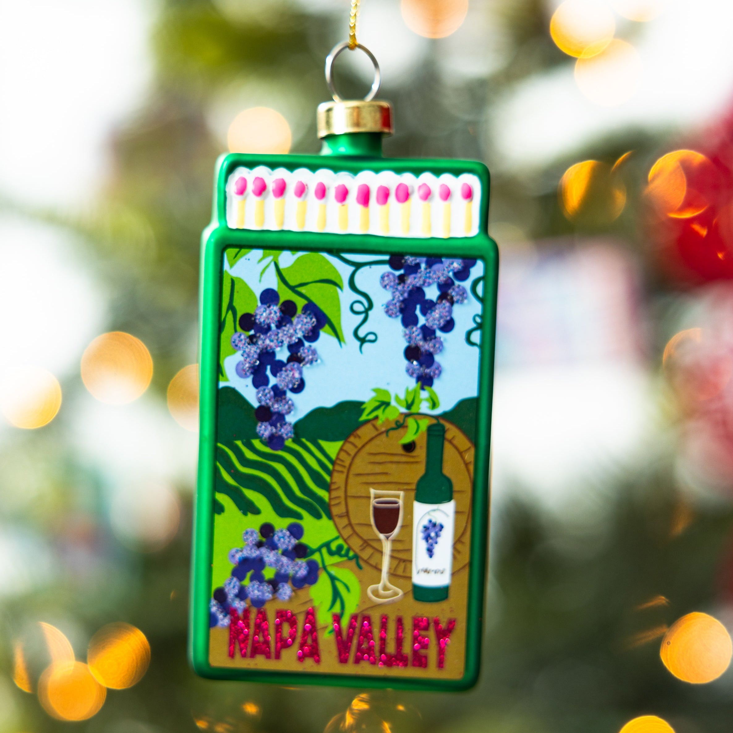 Napa Valley サンフランシスコワイナリー　ステンドガラス　置物　花瓶 Furbish Studio Matchbook Ornament - Napa Valley