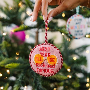 Needlepoint Ornament - Rich And Famous - Furbish Studio
