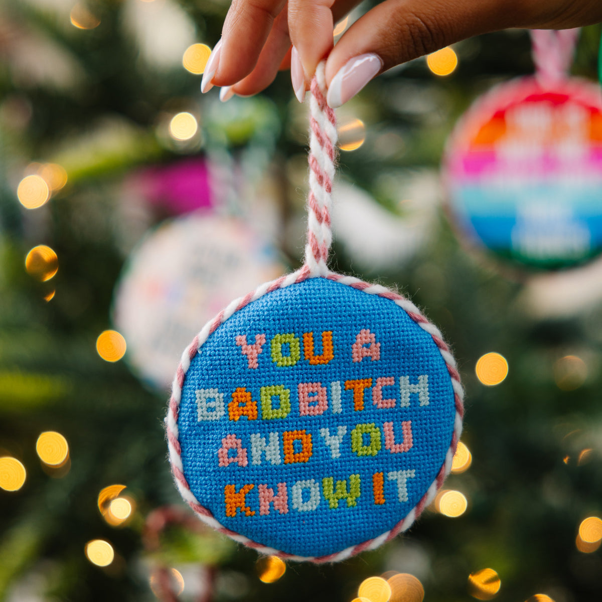 Needlepoint Ornament - Bad Bitch - Furbish Studio