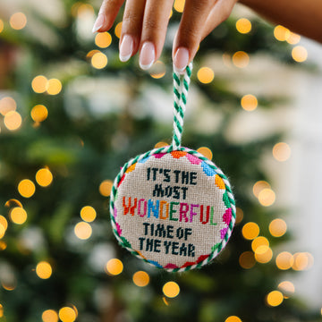 Needlepoint Ornament - Wonderful Time - Furbish Studio