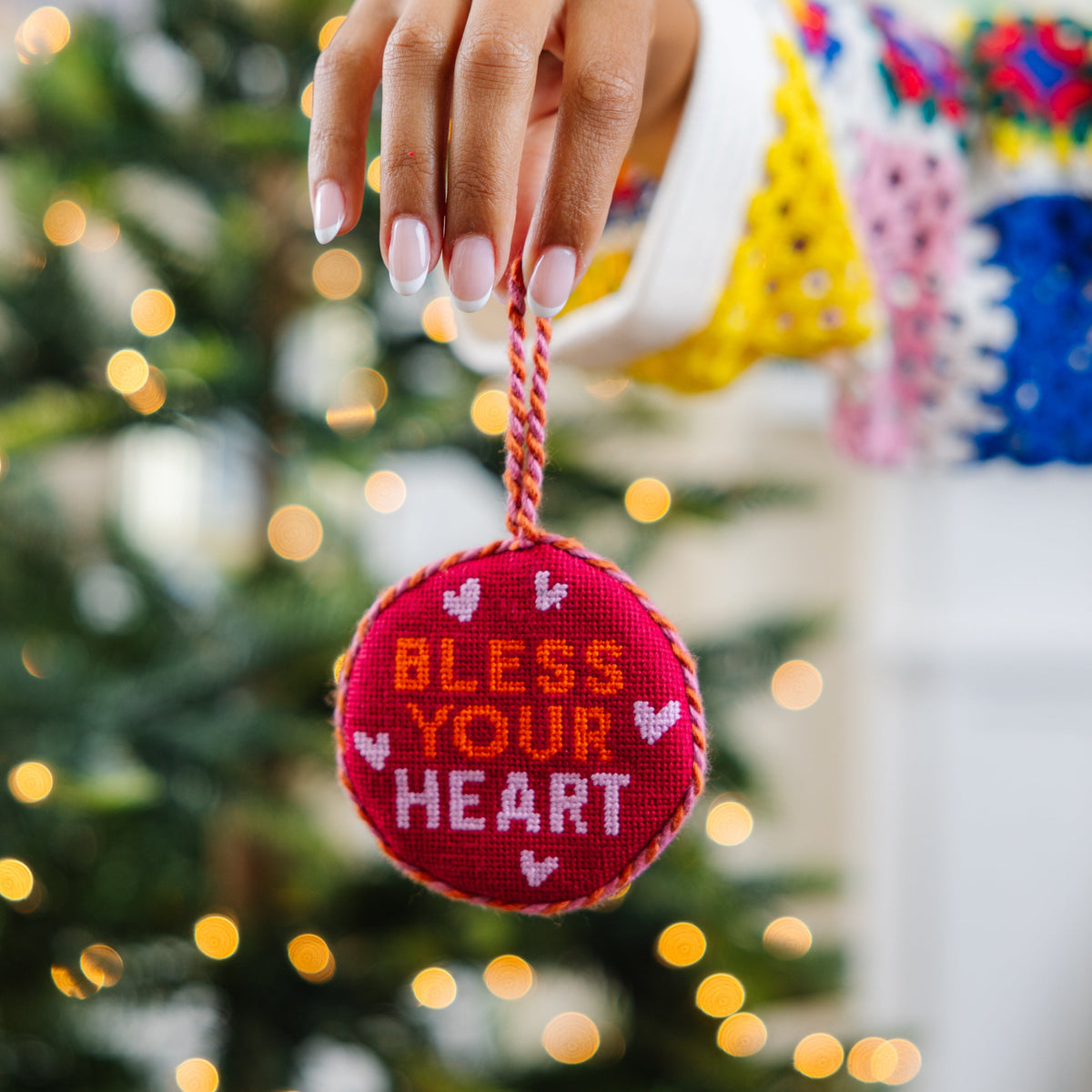 Needlepoint Ornament - Bless your Heart - Furbish Studio