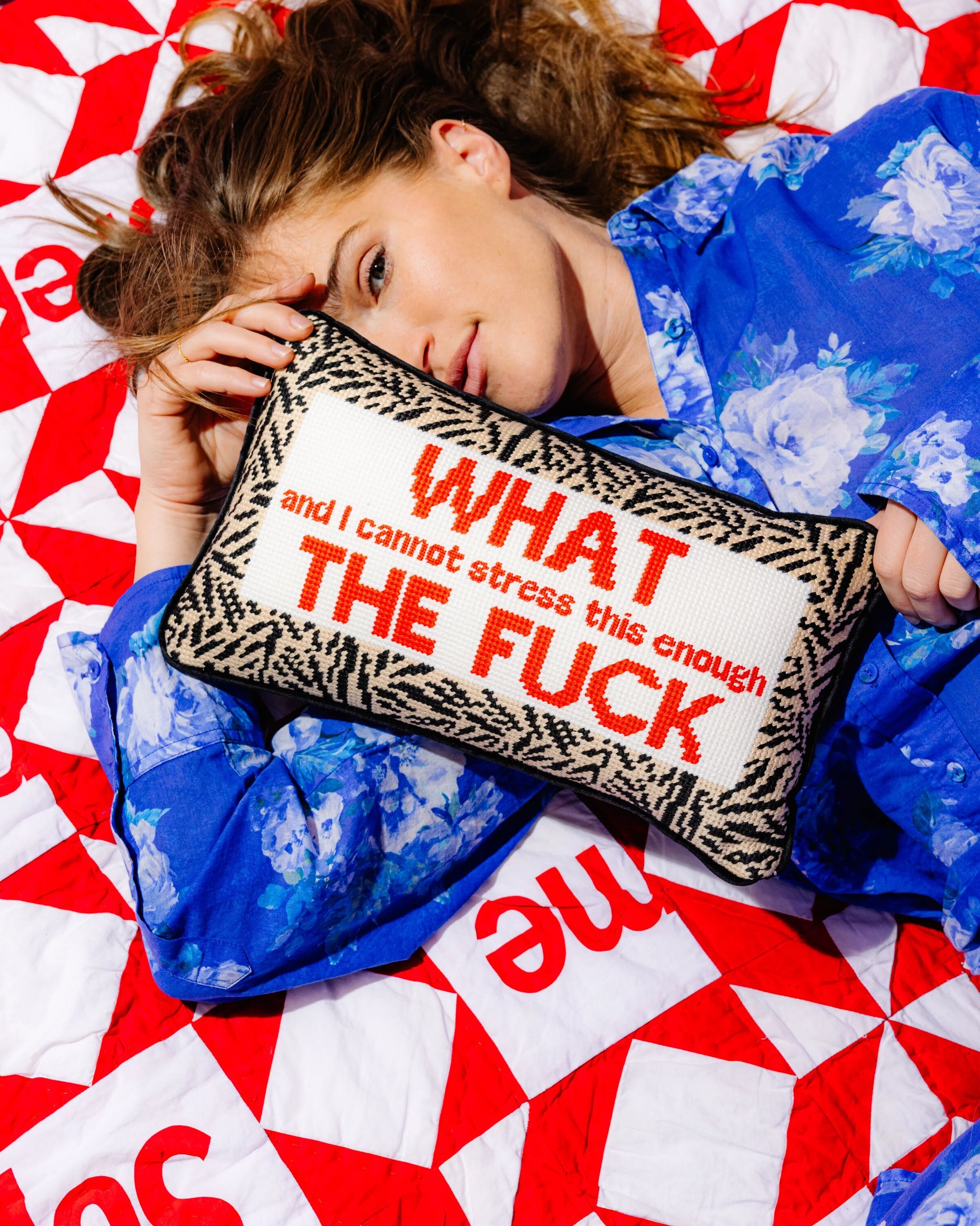 Heirloom Needlepoint Collection クッション WTF Needlepoint Pillow - Furbish Studio