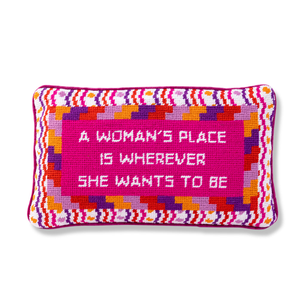 Wherever She Wants Needlepoint Pillow - Furbish Studio