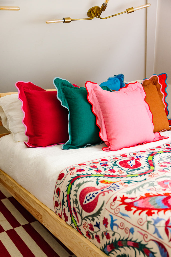 Darcy Linen Pillow - Aqua + Mint - Furbish Studio