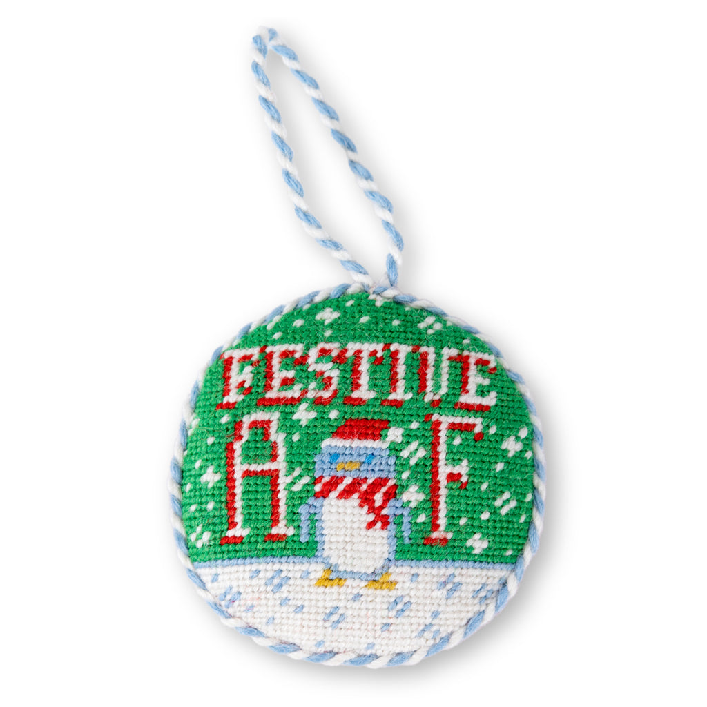 Festive AF Needlepoint Ornament - Furbish Studio
