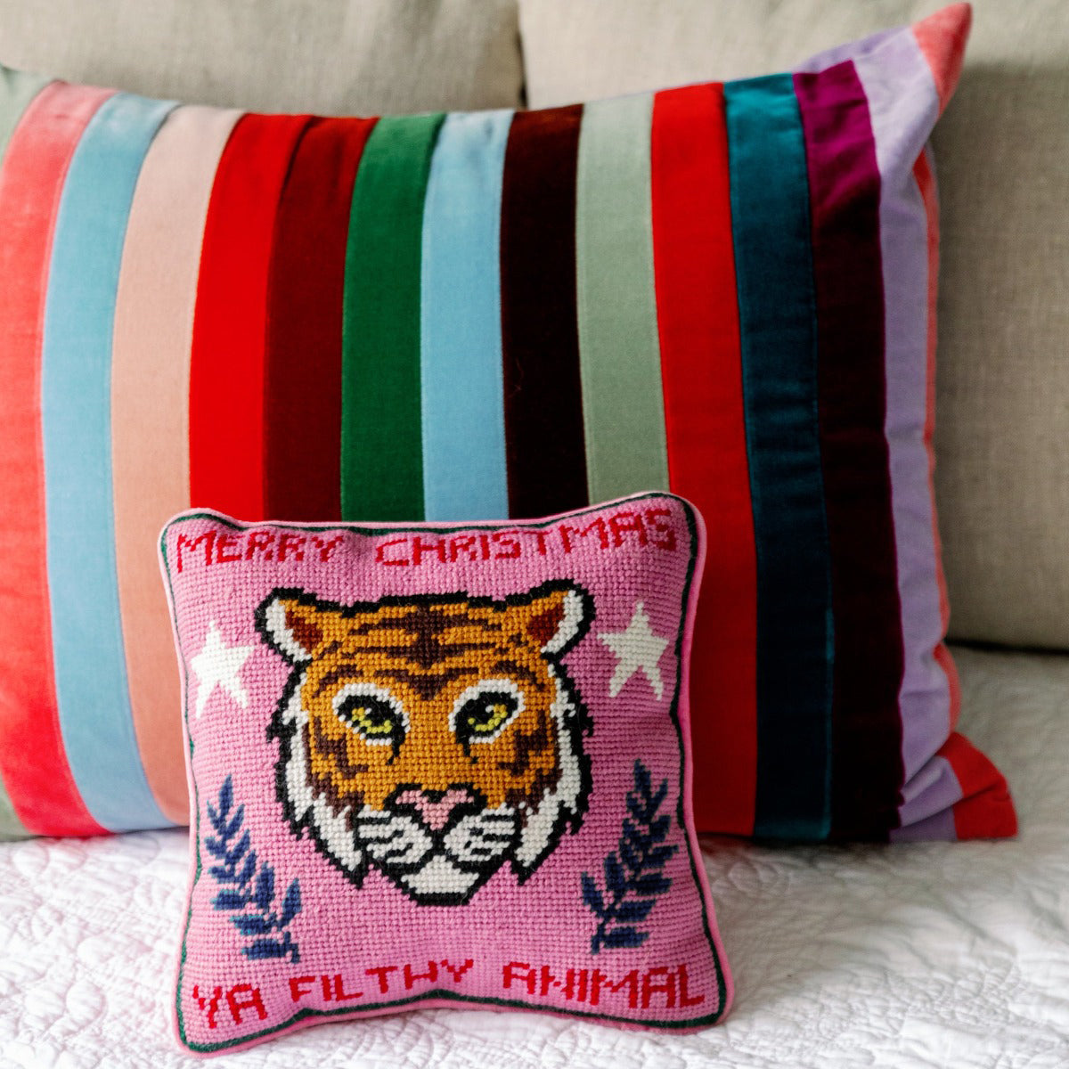 Furbish Studio - Merry Christmas Ya Filthy Animal Needlepoint Pillow