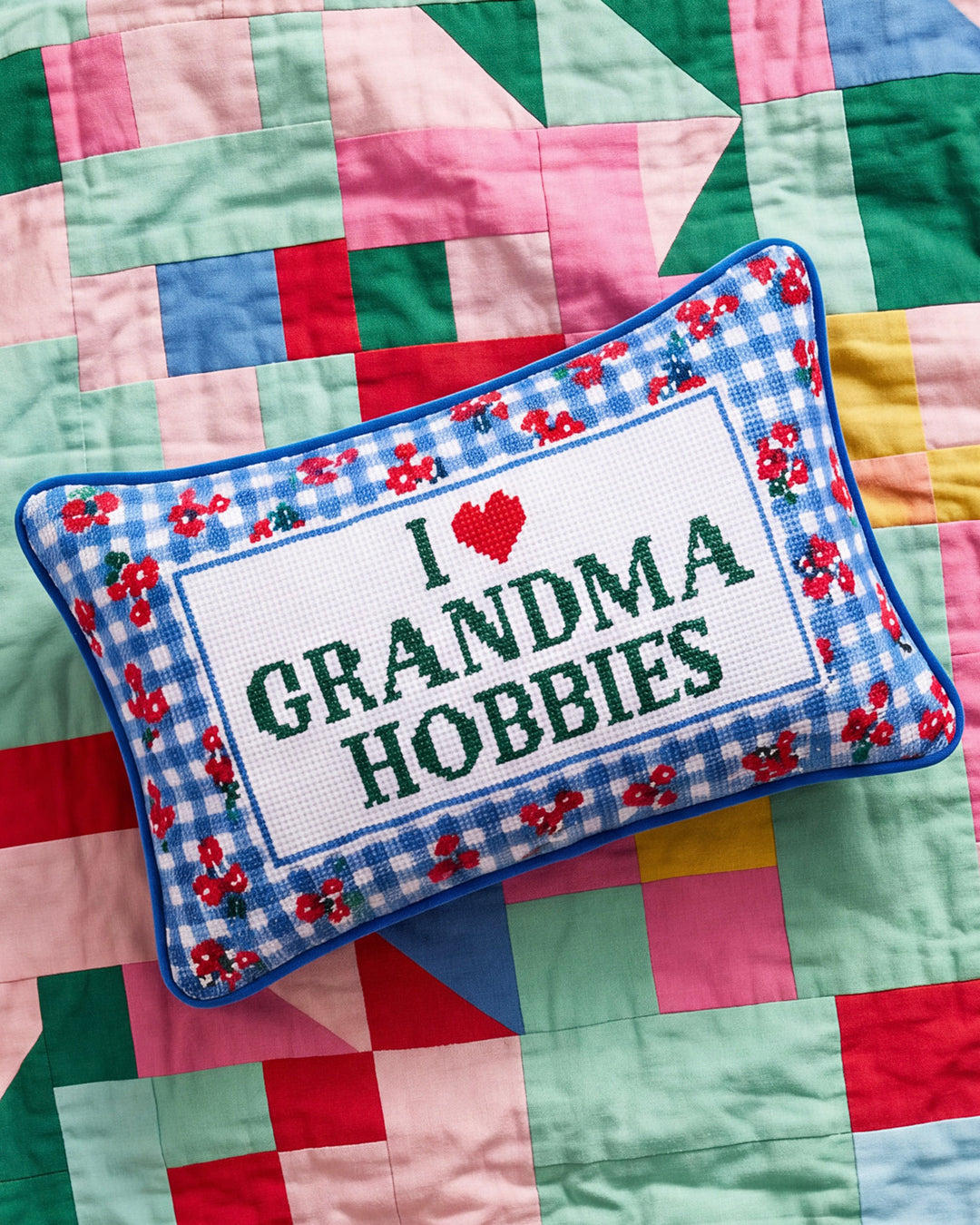 Grandma Hobbies Needlepoint Pillow - Furbish Studio