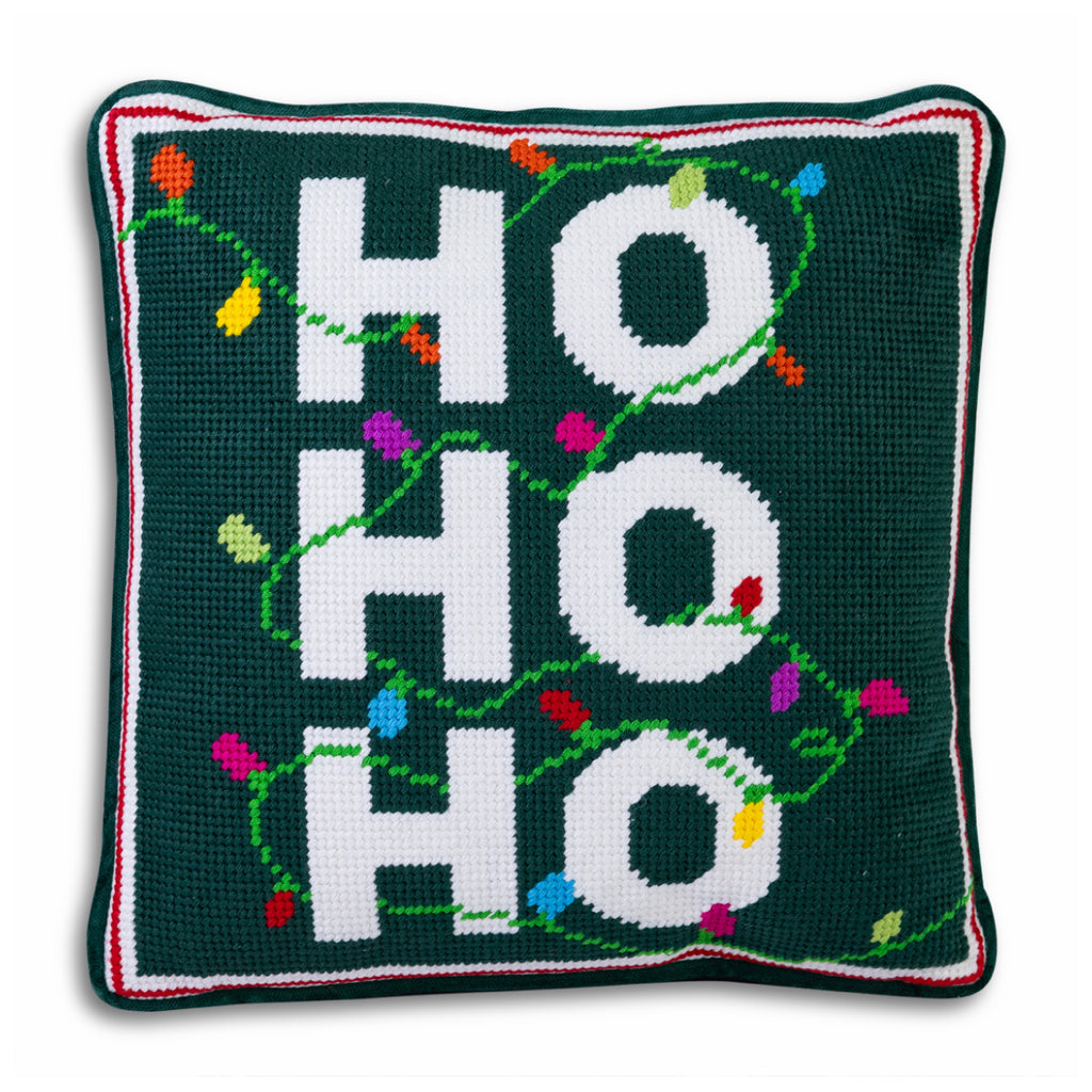 Ho Ho Ho Needlepoint Pillow - Furbish Studio