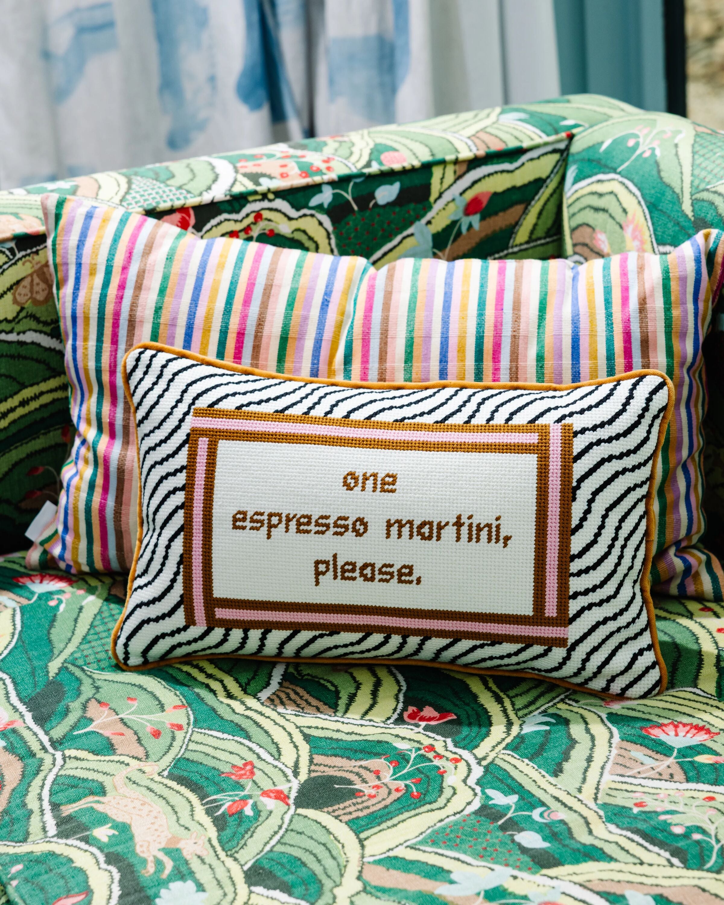 Espresso Martini Needlepoint Pillow - Furbish Studio