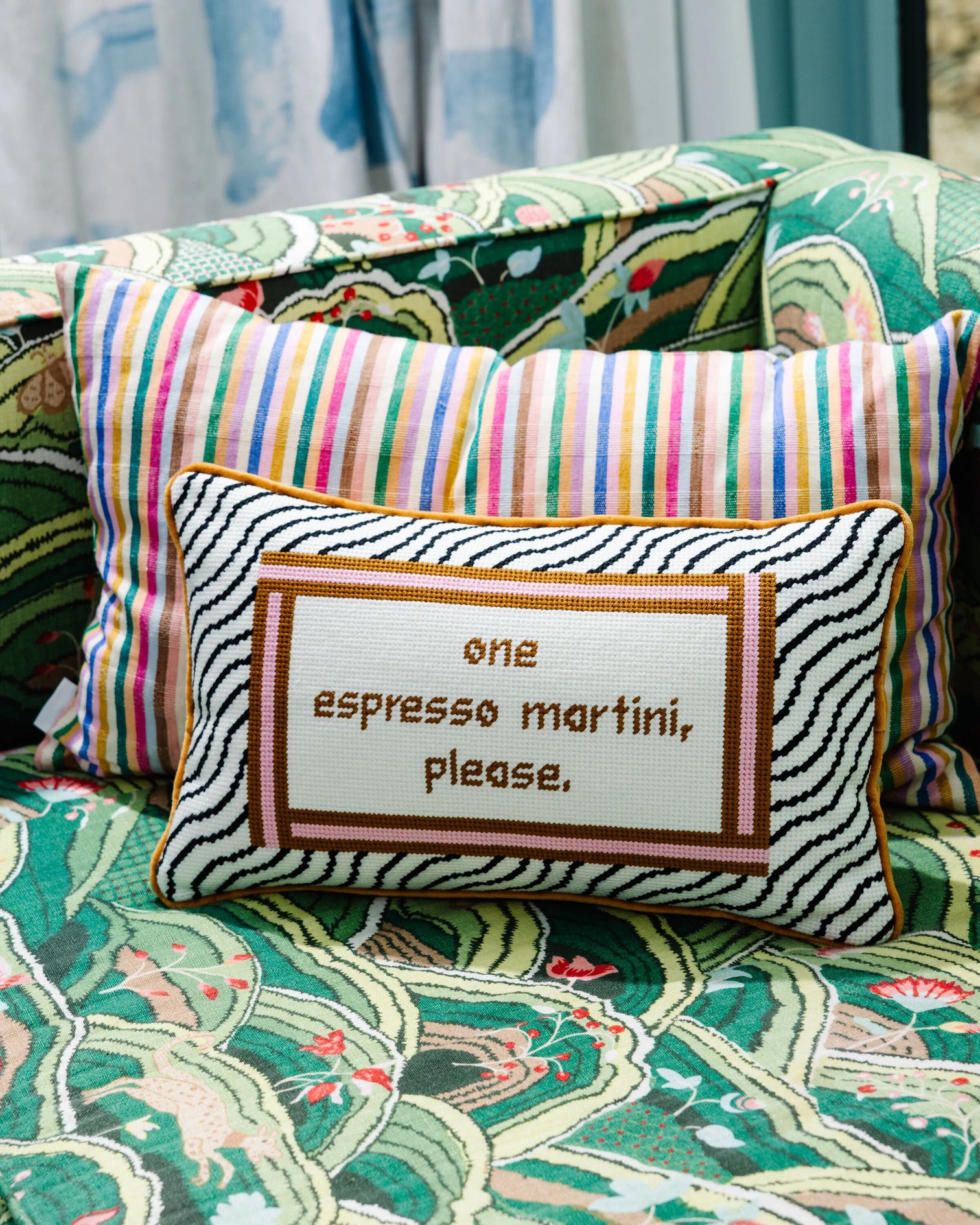 Espresso Martini Needlepoint Pillow - Furbish Studio