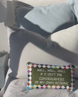 Well Well Well Needlepoint Pillow
