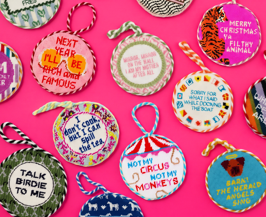NEEDLEPOINT SAYING ORNAMENTS
