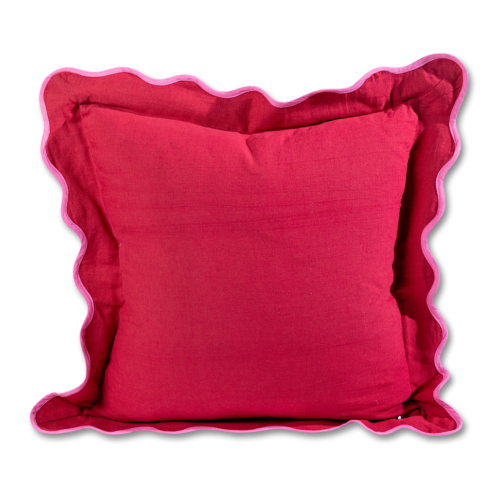 Darcy Linen Pillow - Wine + Neon Pink - Furbish Studio