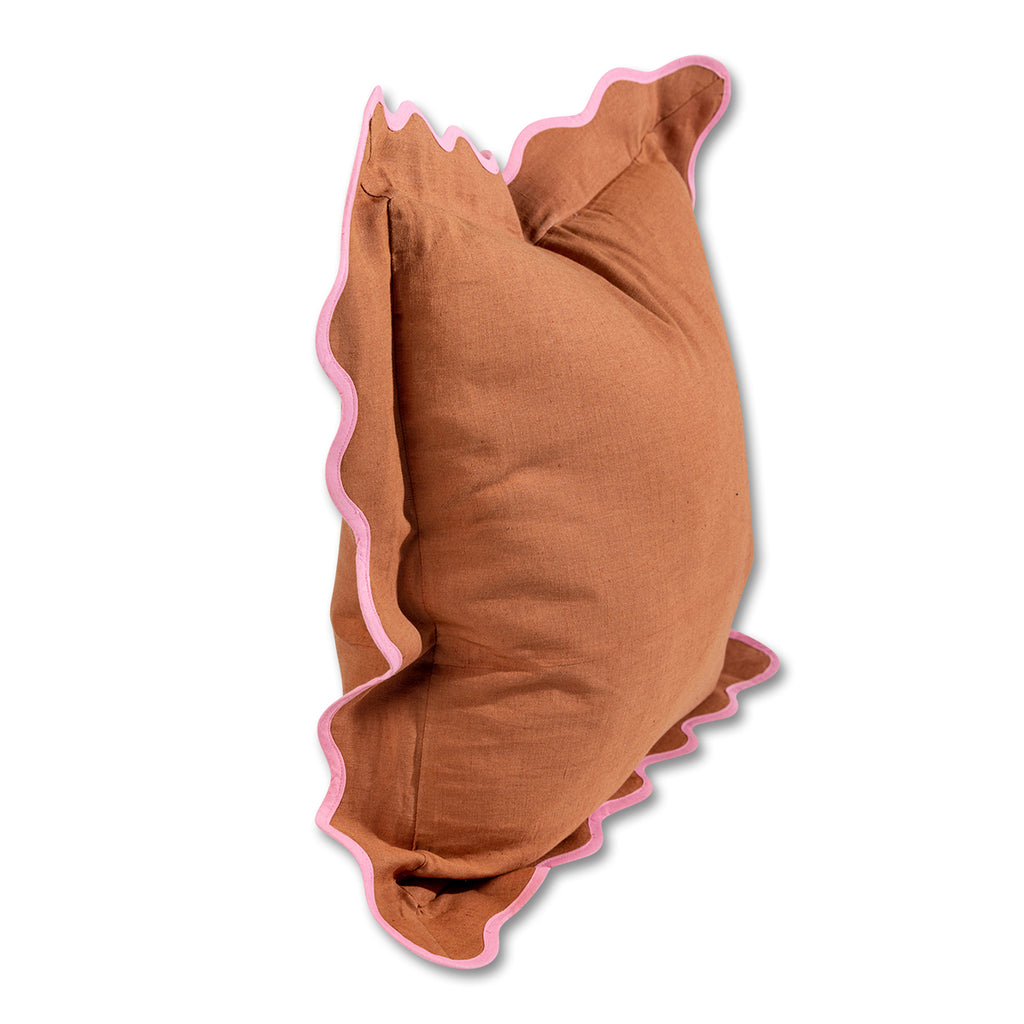 Darcy Linen Pillow - Rust + Light Pink - Furbish Studio