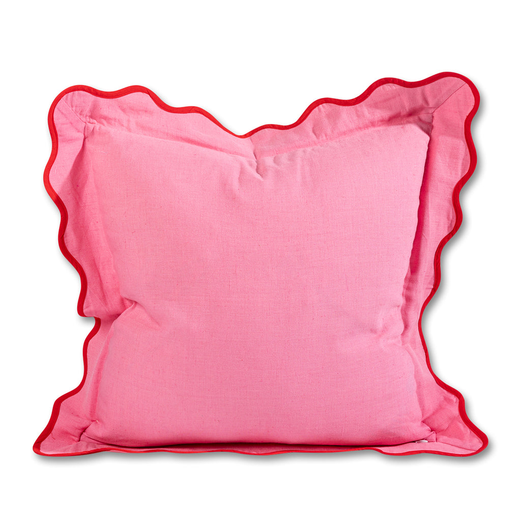 Darcy Linen Pillow - Light Pink + Cherry - Furbish Studio
