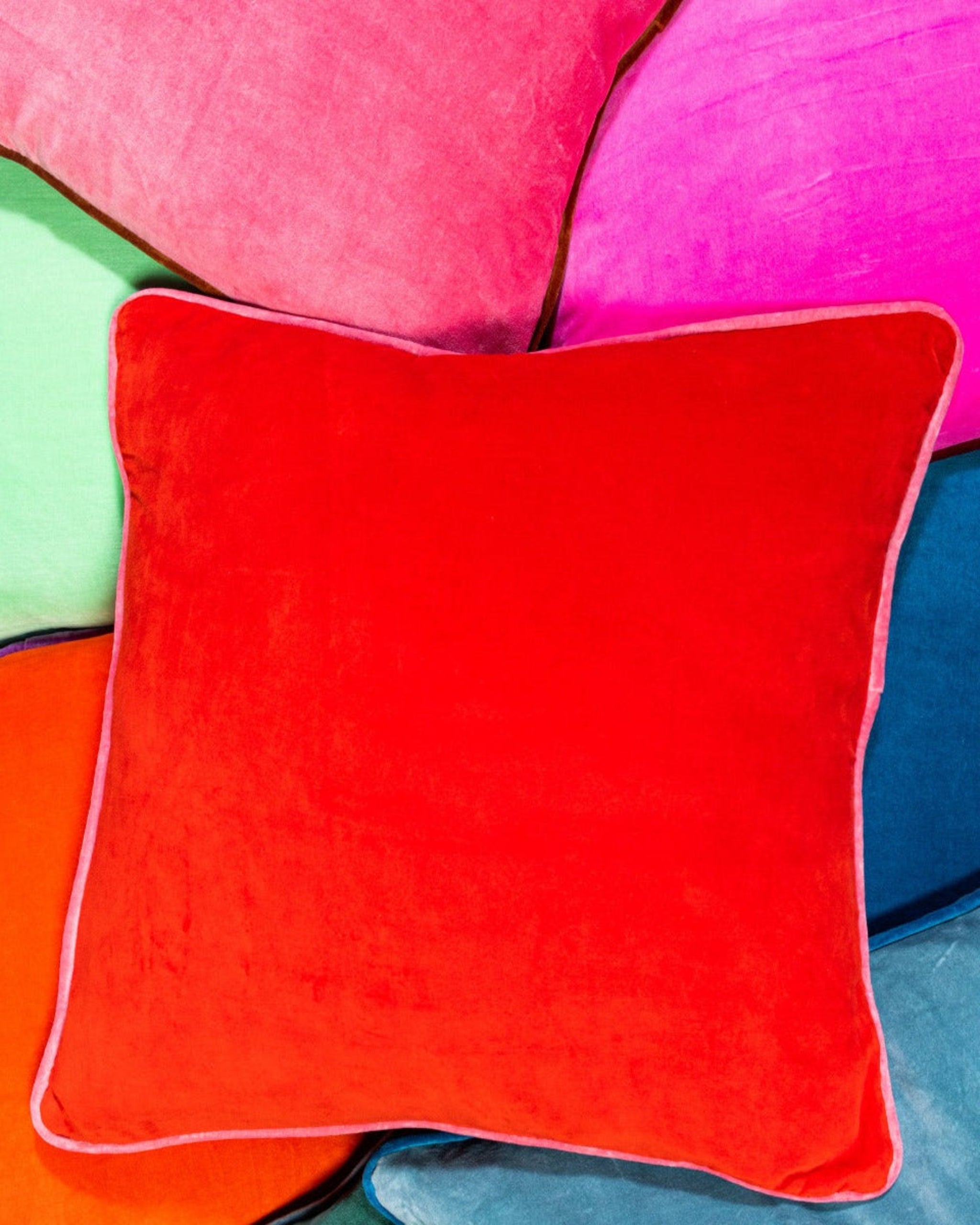 Furbish Studio Charliss Velvet Pillow Cherry Light Pink