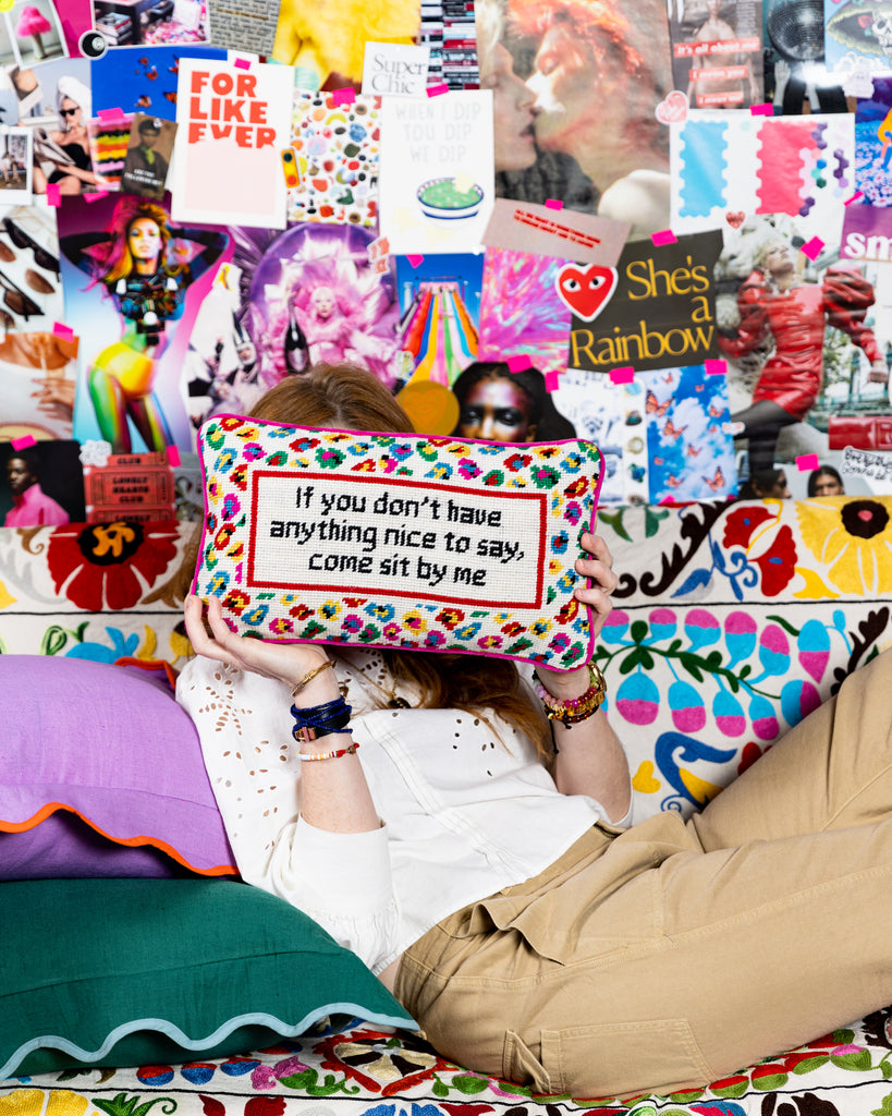 Come Sit By Me Needlepoint Pillow - Furbish Studio