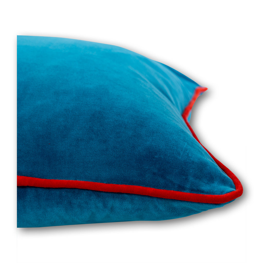 Charliss Velvet Pillow - Peacock + Cherry - Furbish Studio