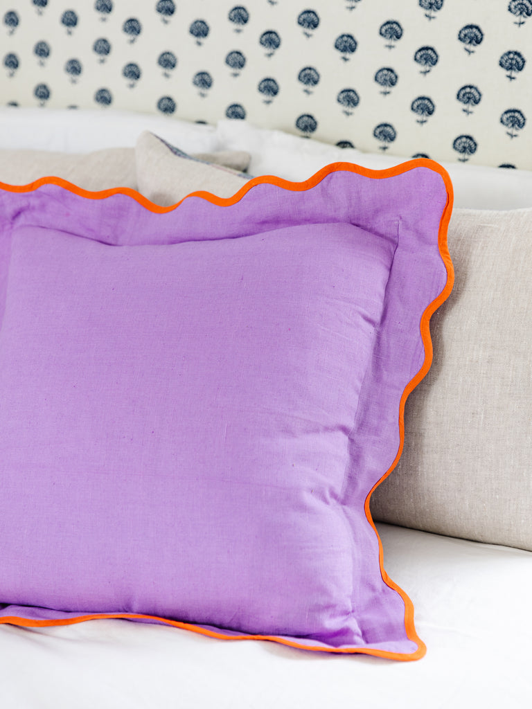 Darcy Linen Pillow - Lilac + Orange - Furbish Studio