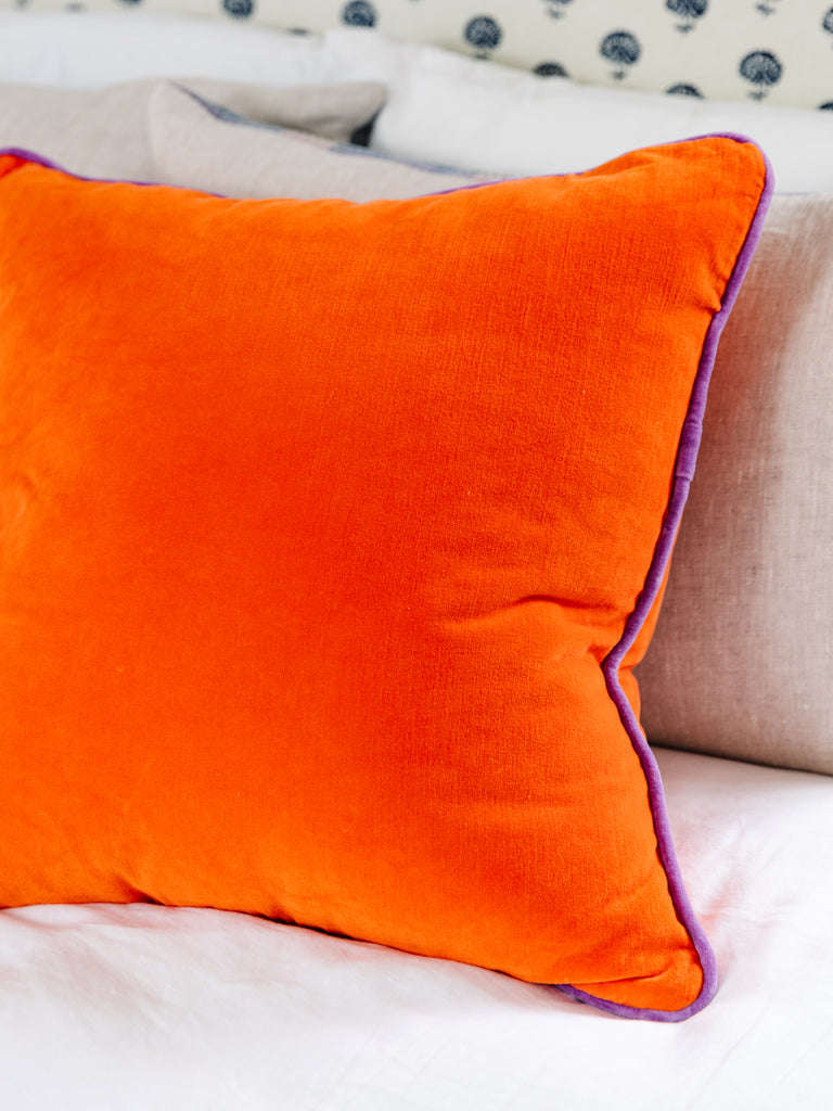 Charliss Velvet Pillow - Orange + Lilac - Furbish Studio