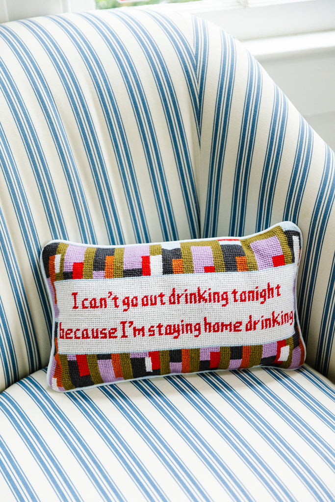 Can't Go Out Needlepoint Pillow - Furbish Studio