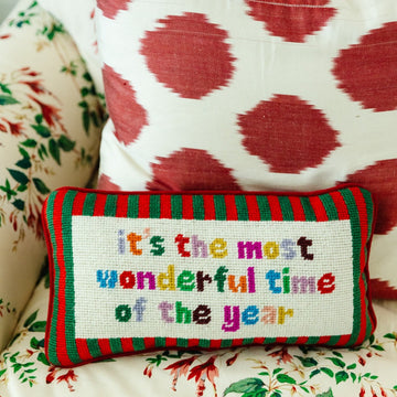 Most Wonderful Time Needlepoint Pillow - Furbish Studio