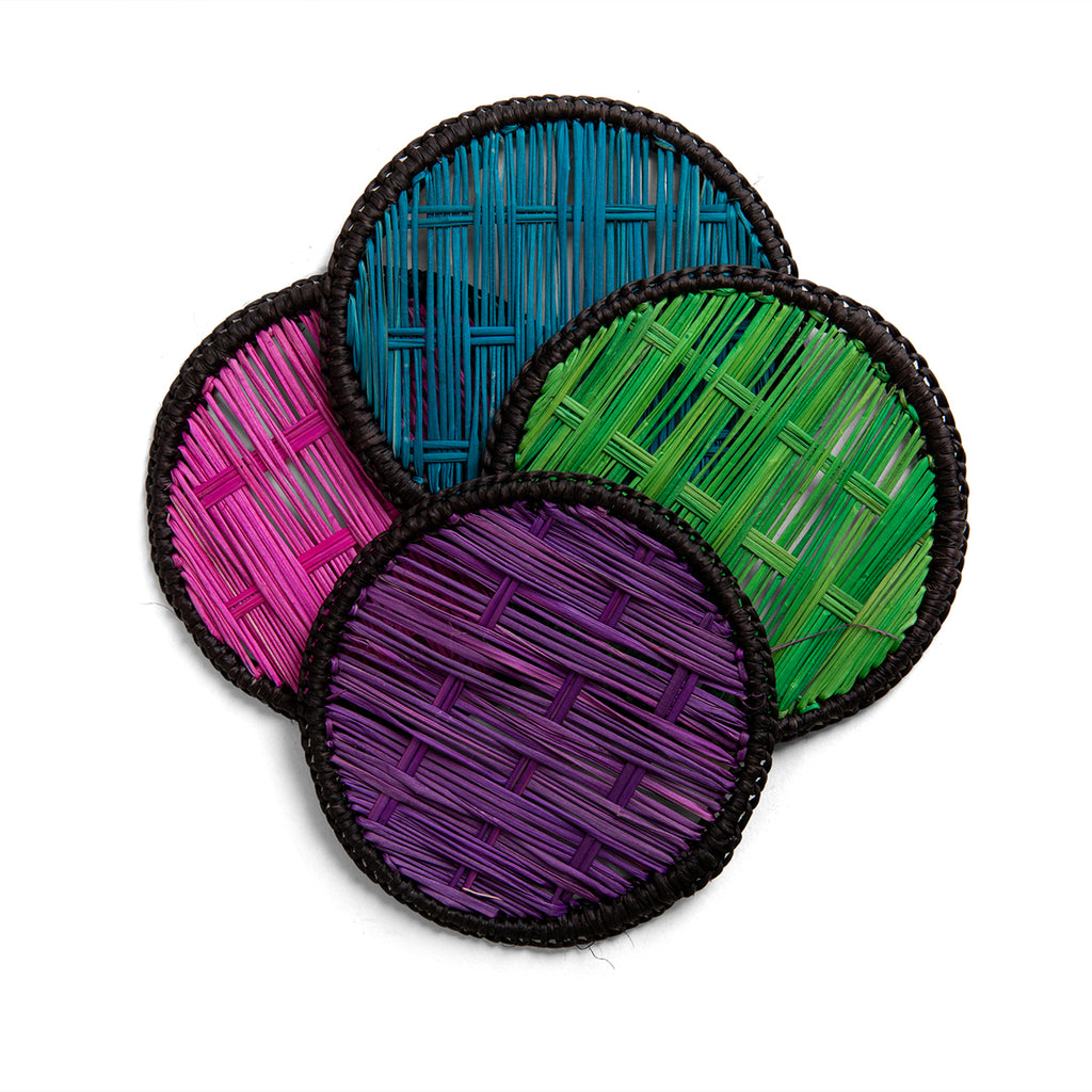 Raffia Coasters S/4 - Jewel Tones - Furbish Studio