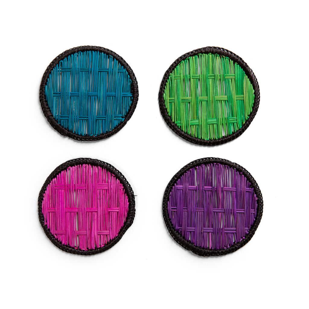 Raffia Coasters S/4 - Jewel Tones - Furbish Studio