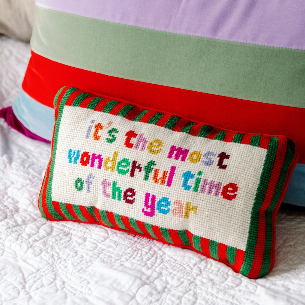 Most Wonderful Time Needlepoint Pillow - Furbish Studio