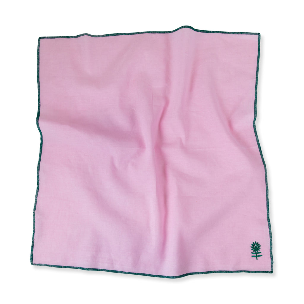 Icon Linen Napkin - Light Pink + Emerald - Furbish Studio