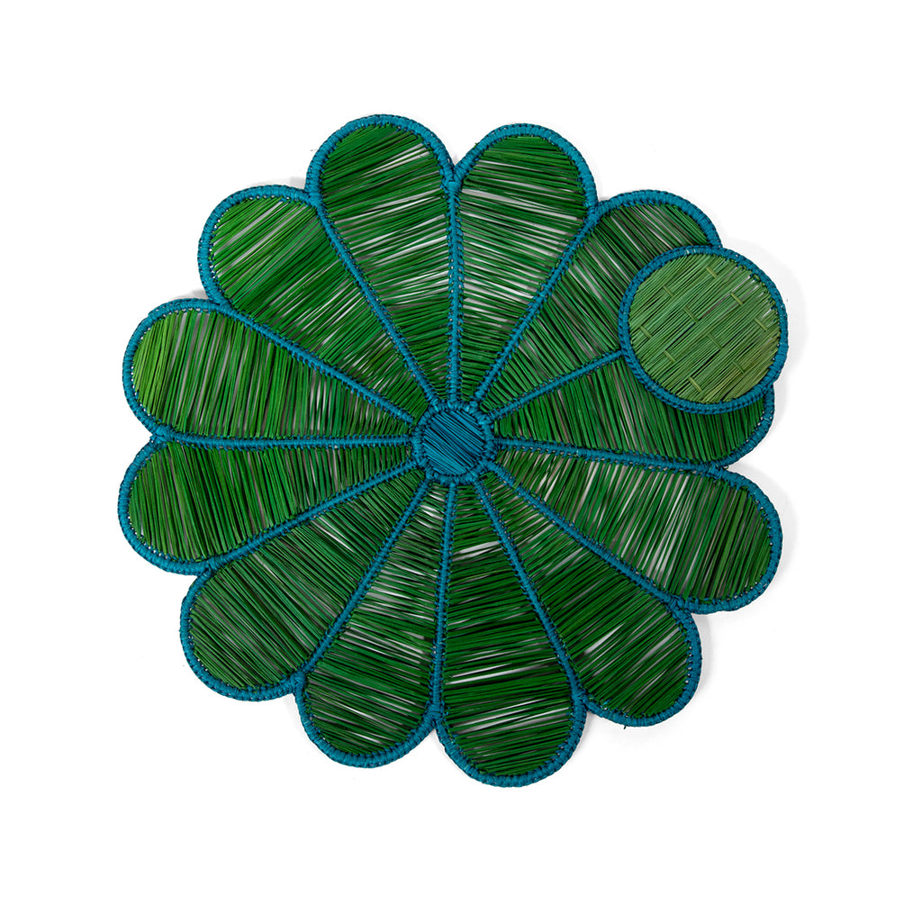 Raffia Coasters S/4 - Green/Blue - Furbish Studio
