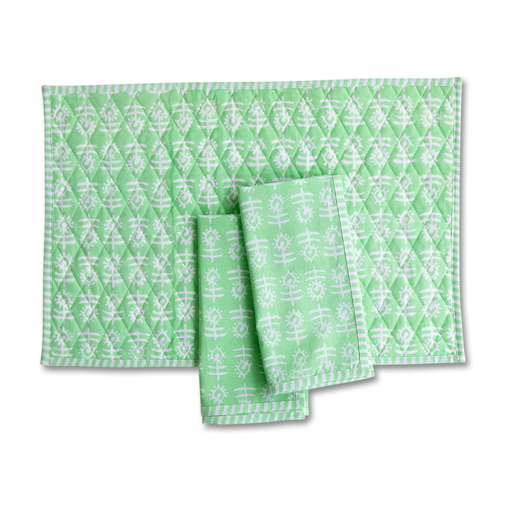 Flower Quilted Placemat - Mint - Furbish Studio