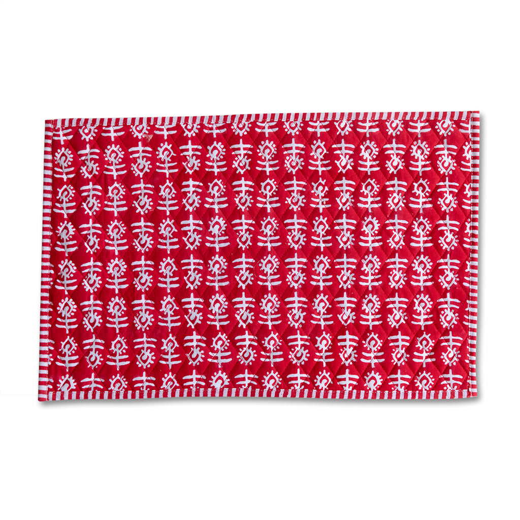 Flower Quilted Placemat - Red - Furbish Studio