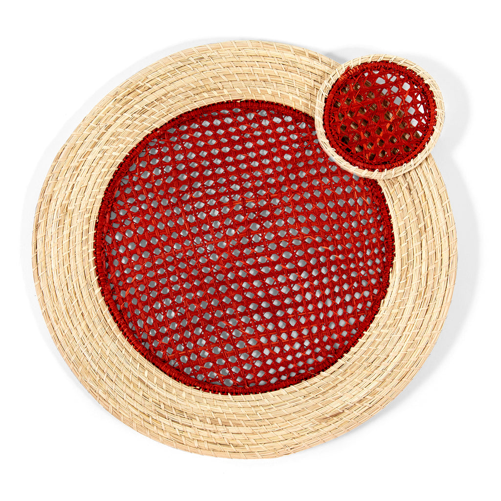 Raffia Coasters S/4 - Red - Furbish Studio