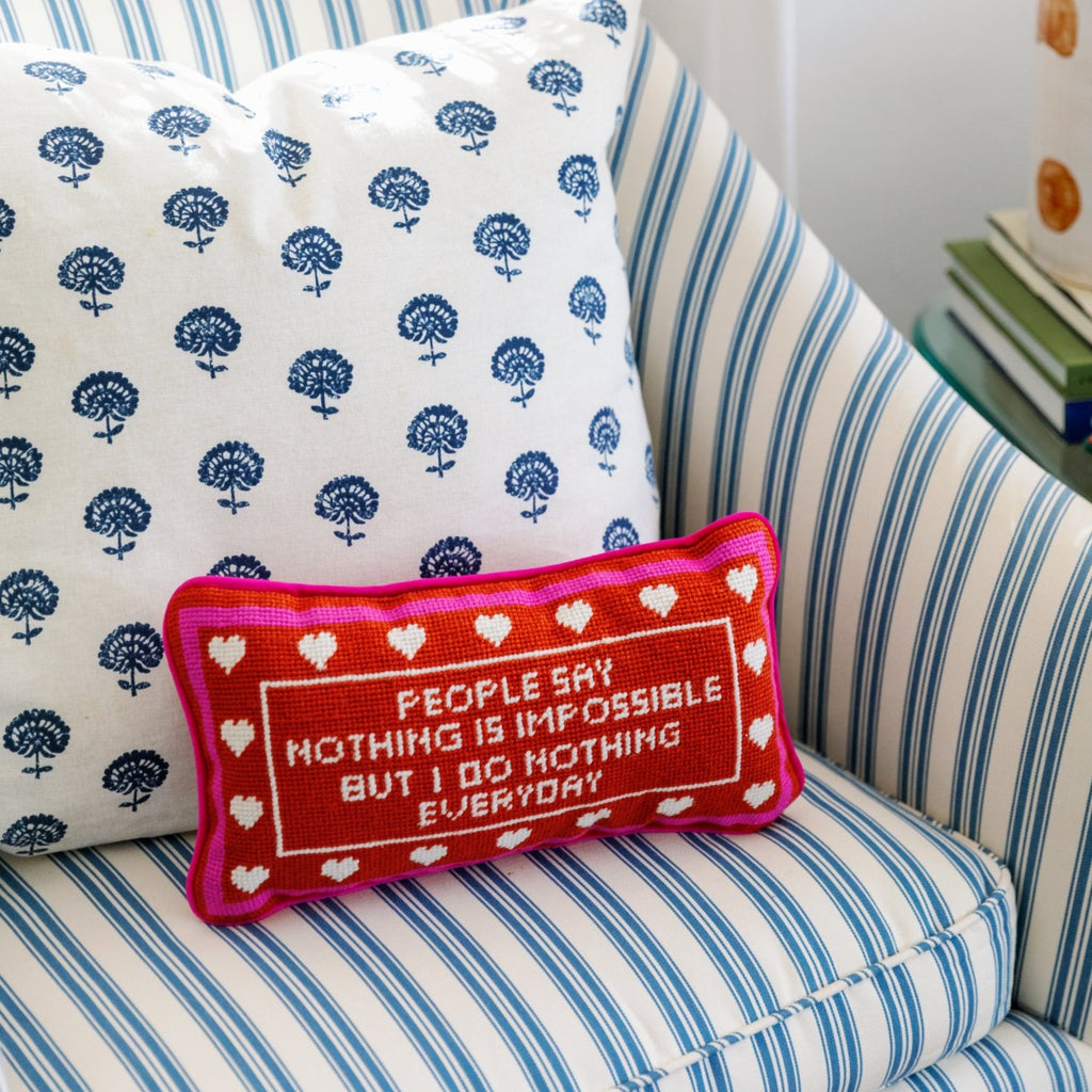 Nothing is Impossible Needlepoint Pillow - Furbish Studio