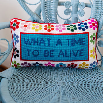 What a Time Needlepoint Pillow - Furbish Studio